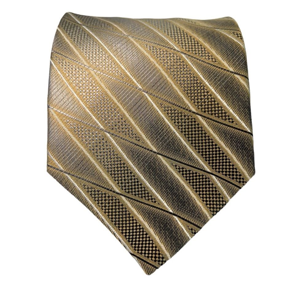 Vintage Roberto Villini Couture Silk Tie Champagne Gold Classic Office Formal